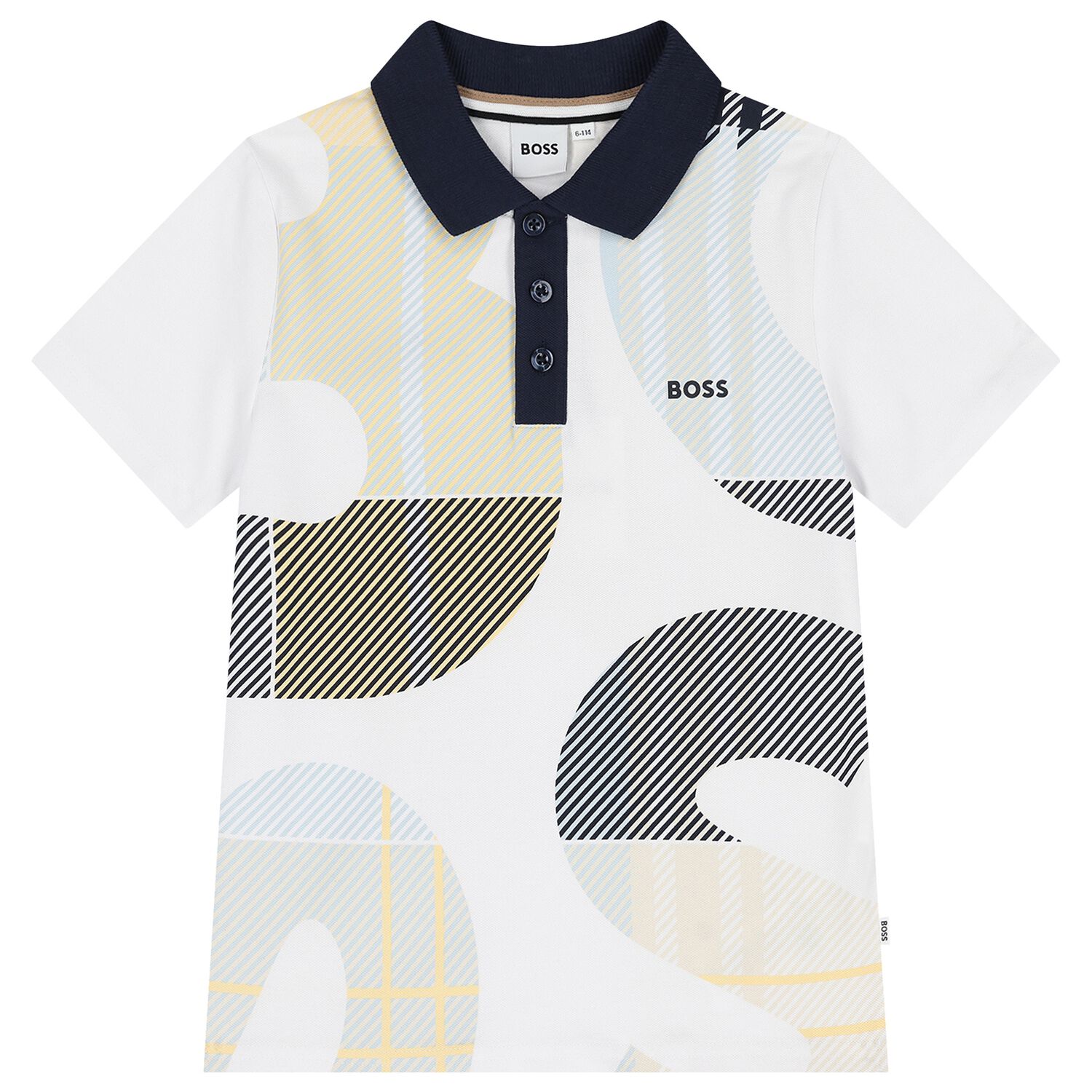 Boys White Logo Polo Shirt, 1, hi-res