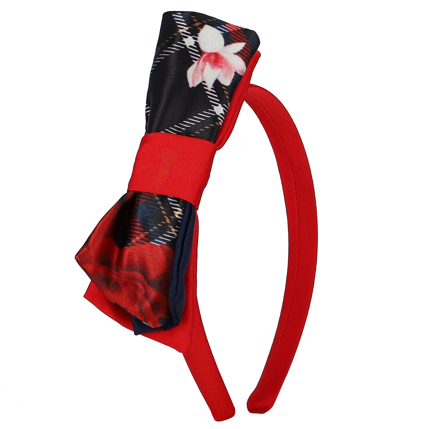 Girls Navy Blue & Red Bow Headband, 1, hi-res image number null