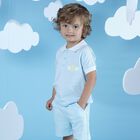 Boys Blue Logo Polo Short Set, 1, hi-res