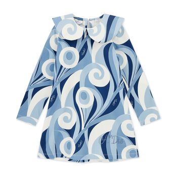 Girls Blue Logo Swirl Dress