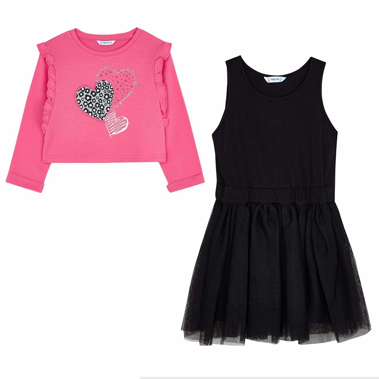 Girls Pink & Black Dress Set, 1, hi-res