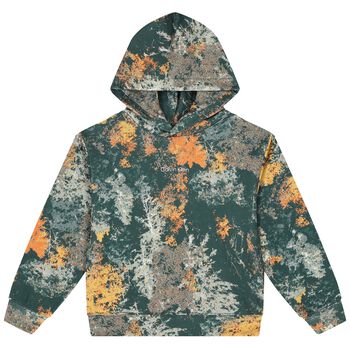 Boys Green Logo Hooded Top