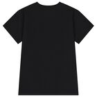 Girls Black Teddy Bear Logo Dress, 1, hi-res