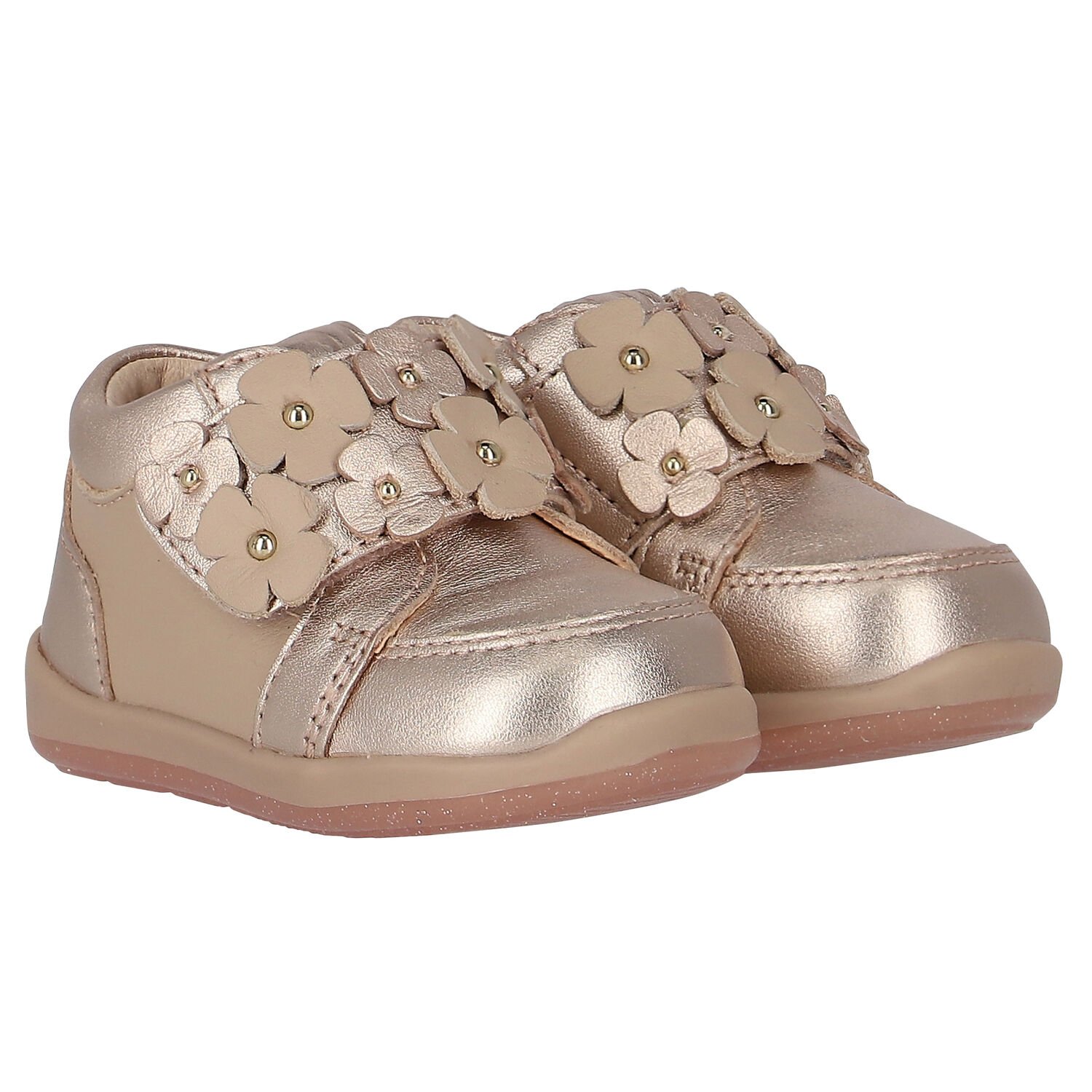 Mayoral Baby Girls Rose Gold Floral Trainers Junior Couture