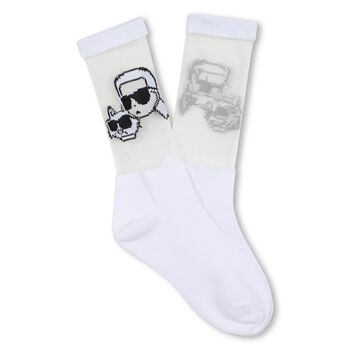 Girls White Karl & Choupette Socks