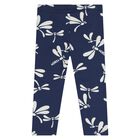 Younger Girls White & Navy Blue Dragonflies Leggings Set, 1, hi-res