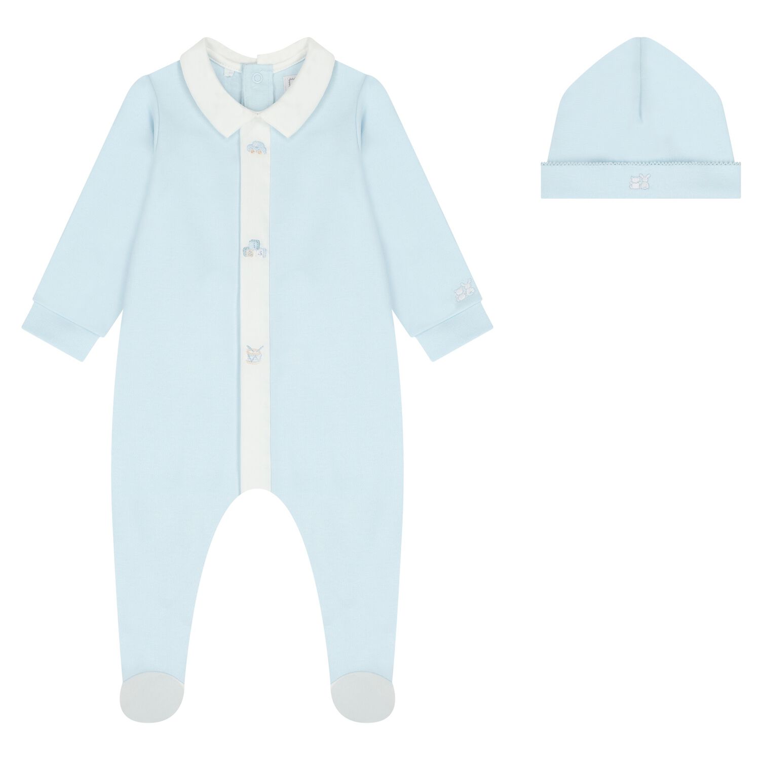 Baby Boys Blue & White Babygrow Set, 1, hi-res image number null