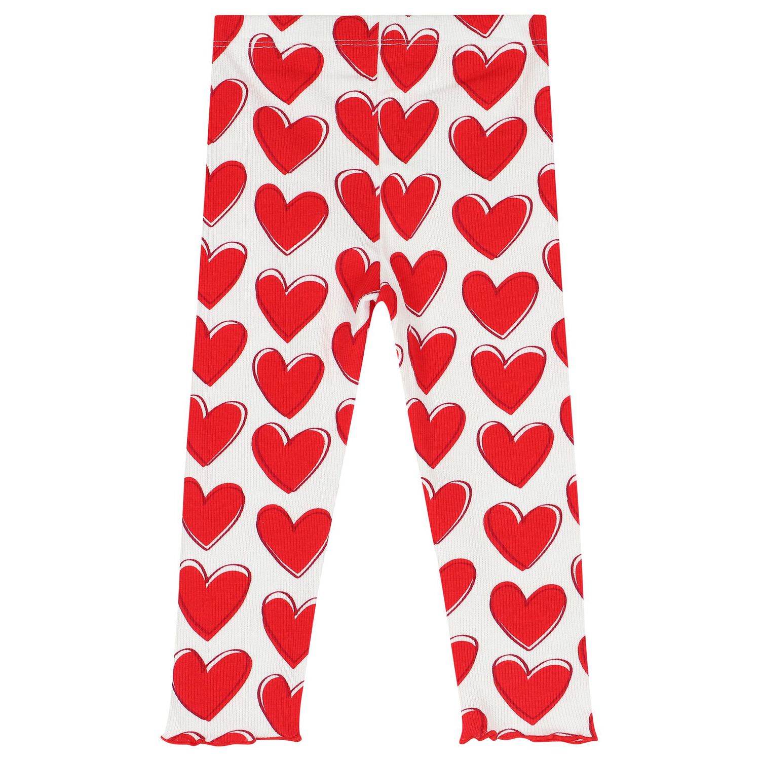 Girls White & Red Heart Leggings Set, 1, hi-res