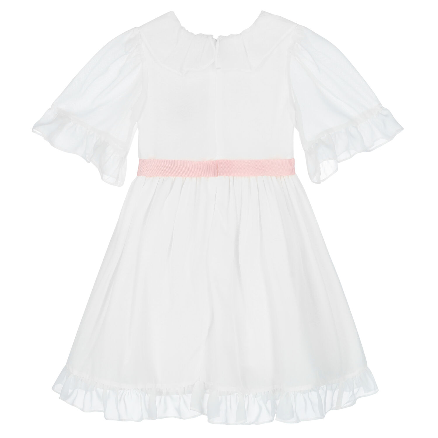 Girls Ivory Chiffon Dress, 1, hi-res