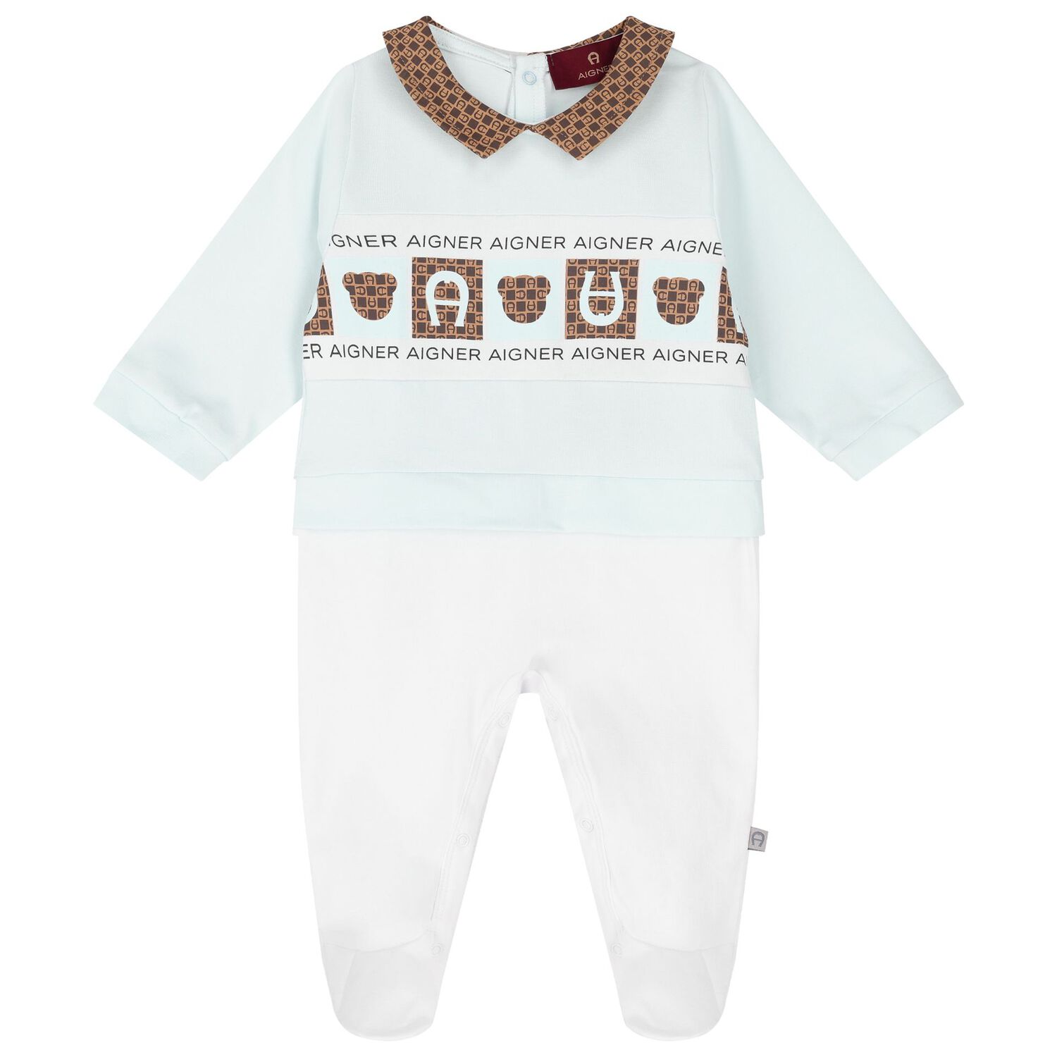 Baby Boys Blue & White Babygrow Set, 1, hi-res