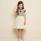 Girls Black & Gold Logo Dress, 2, hi-res
