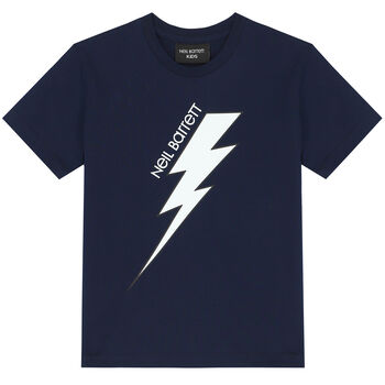 Boys Navy Thunderbolt Logo T-Shirt