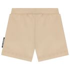 Boys White & Beige Logo Shorts Set, 1, hi-res