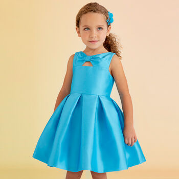 Girls Blue Satin Dress