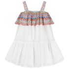 Girls White Zigzag Ruffle Dress, 1, hi-res