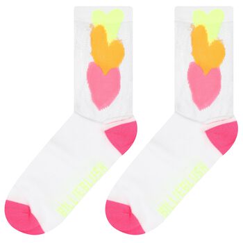 Girls White Hearts Socks