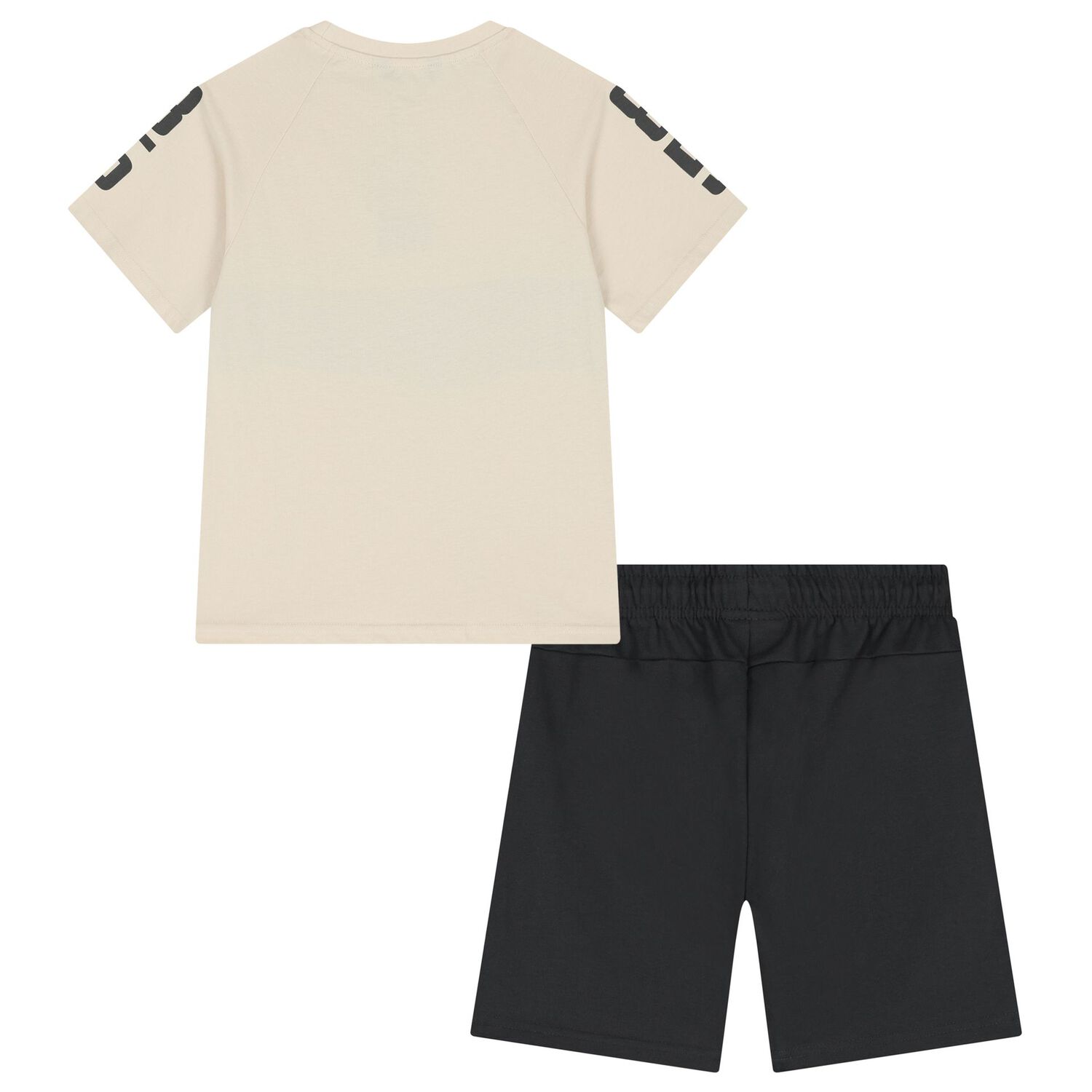 Boys Beige & Black Shorts Set , 2, hi-res
