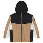 Boys Beige, Black & White Logo Windbreaker, 1, hi-res