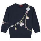 Girls Navy Blue Chain Sweatshirt, 1, hi-res