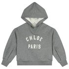 Girls Grey Logo Hooded Top, 1, hi-res