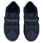 Boys Navy Blue Logo Trainers, 1, hi-res