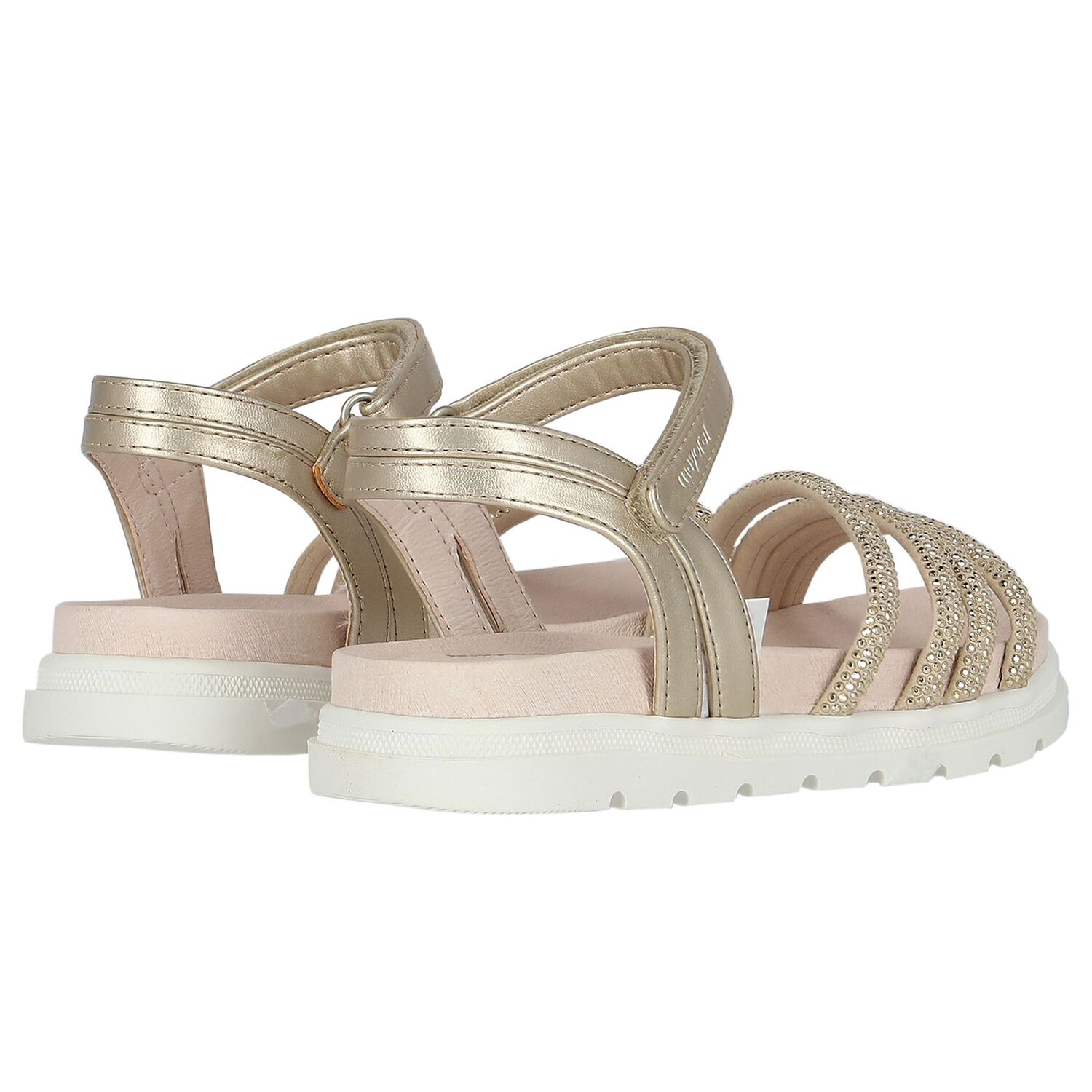 Girls Ivory & Gold Sandals, 1, hi-res image number null