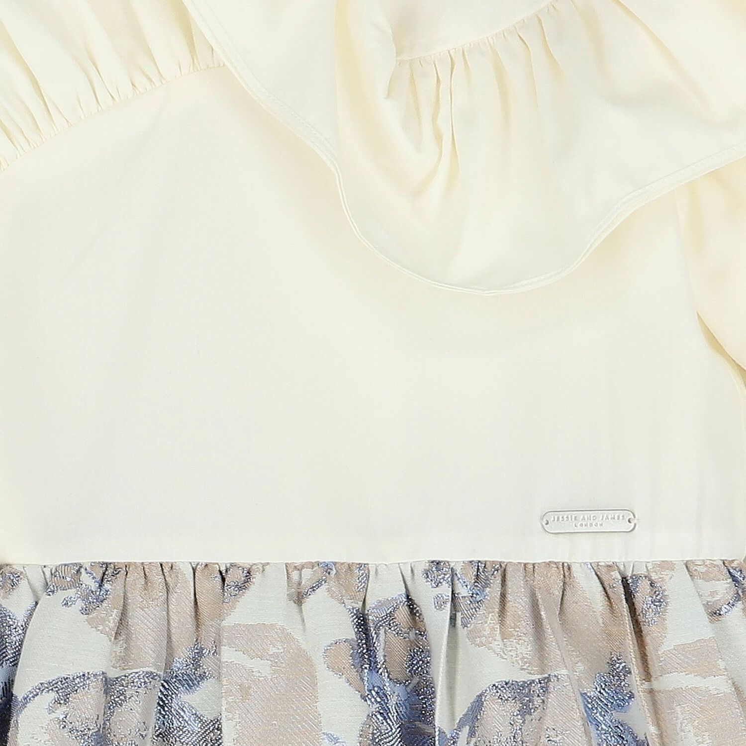 Girls White & Blue Floral Ruffle Dress, 2, hi-res image number null