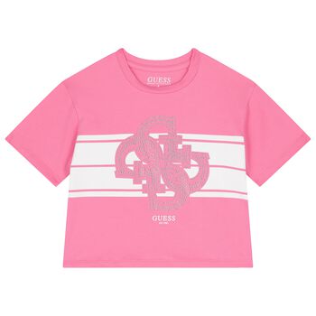 Girls Pink Embellished Logo T-Shirt
