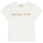 Girls White Logo T-Shirt, 1, hi-res