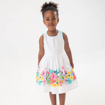 Girls White Floral Dress