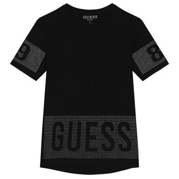Girls Black Embellished Logo T-Shirt