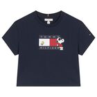 Girls Navy Blue Snoopy Logo T-Shirt, 1, hi-res