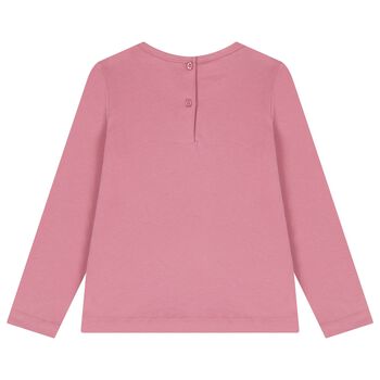 Girls Pink Bow Long Sleeve Top