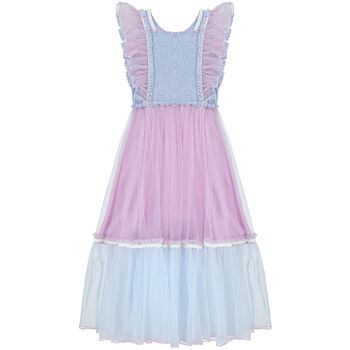 Girls Blue & Purple Embellished Tulle Dress