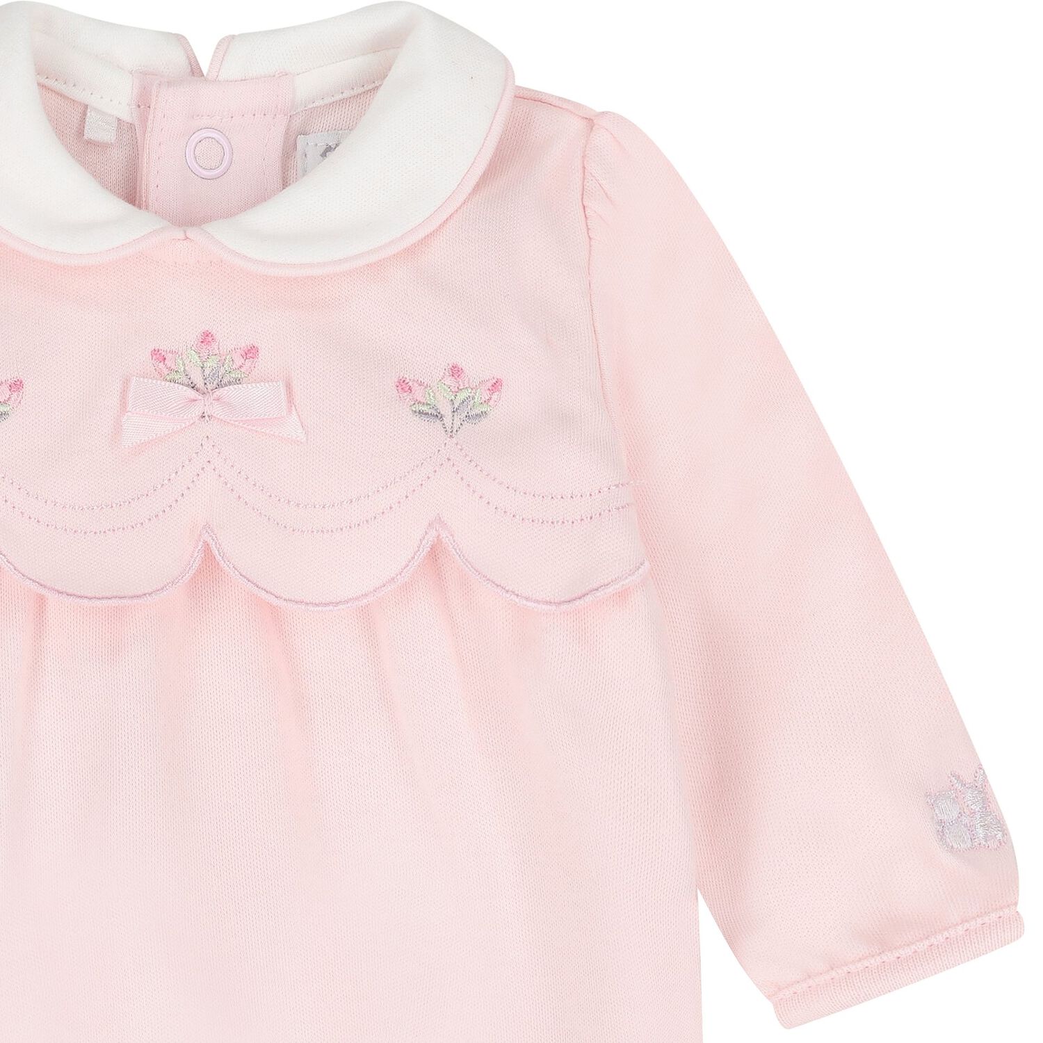 Baby Girls Pink Flower Babygrow Set, 1, hi-res