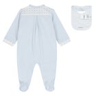 Baby Boys Blue & White Logo Babygrow Set, 3, hi-res