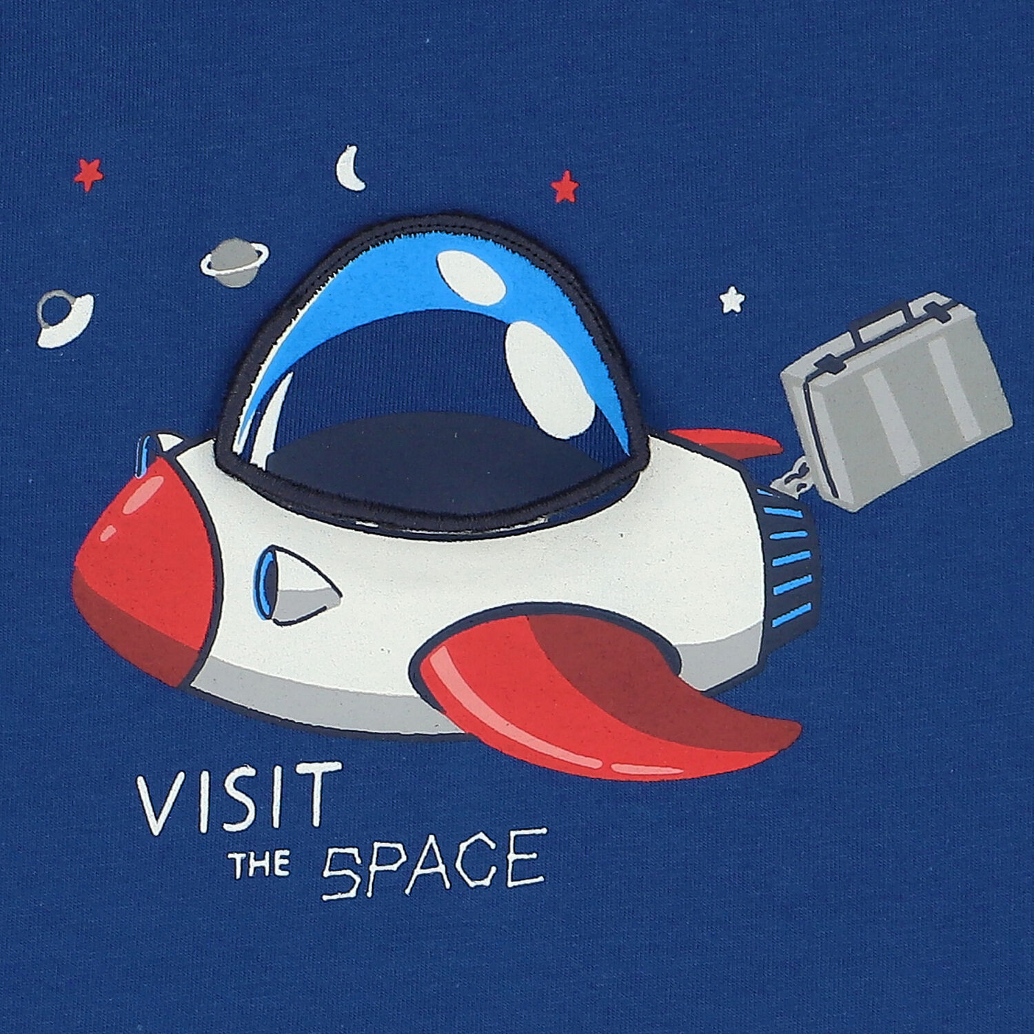 توب اولاد باكمام بطبعة سفينة الفضاء باللون الازرق , 1, hi-res