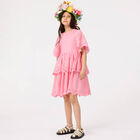 Girls Pink Broderie Anglaise Dress, 1, hi-res