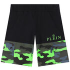 Boys Black Logo Shorts, 1, hi-res