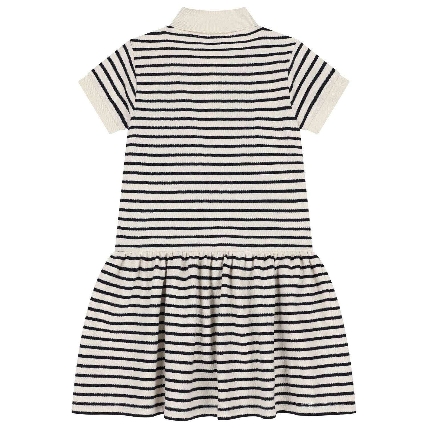 Girls Ivory Logo Striped Polo Dress, 1, hi-res