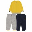 Younger Boys Yellow, Grey & Navy 3 Piece Tracksuit, 1, hi-res