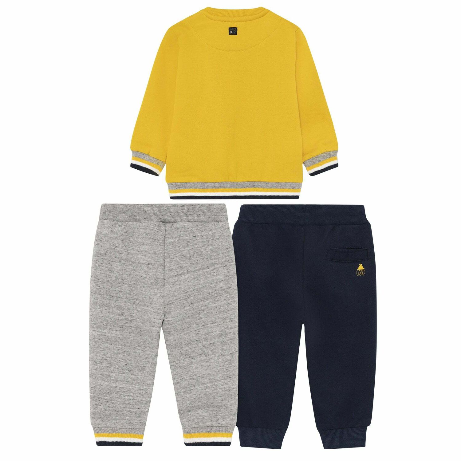 Younger Boys Yellow, Grey & Navy 3 Piece Tracksuit, 1, hi-res