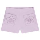 Girls Lilac Crepe Flower Shorts Set, 2, hi-res