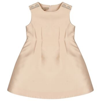 Girls Beige Satin Dress Skirt