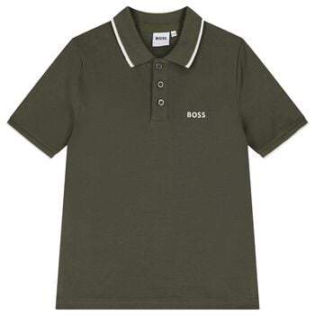 Boys Mini Me Green Logo Polo Shirt