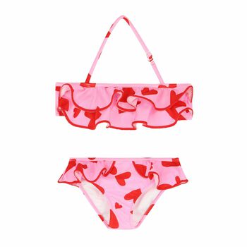 Girls Pink & Red Heart Bikini