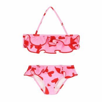 Girls Pink & Red Heart Bikini