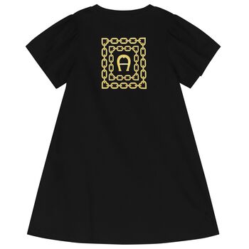 Girls Black Logo Heart Dress