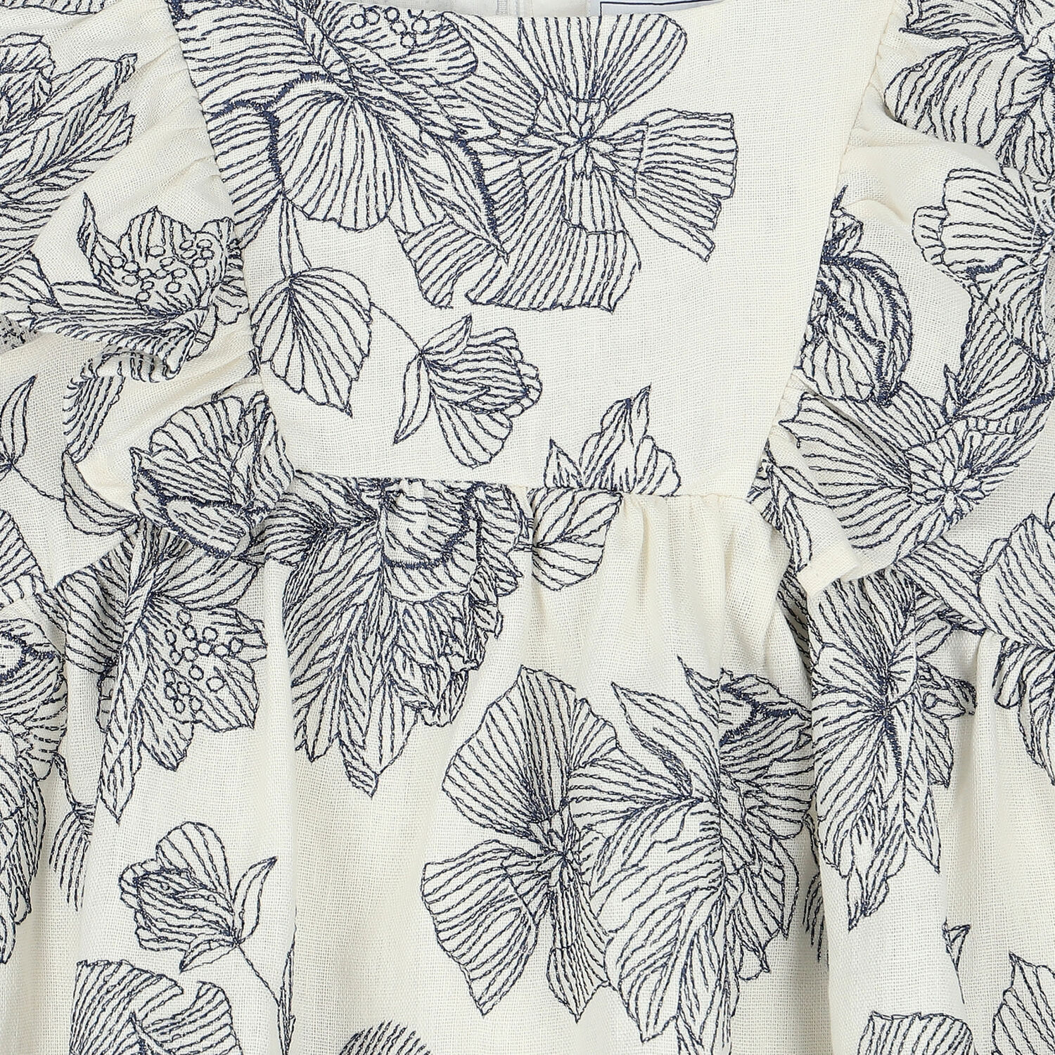 Girls White Floral Dress, 1, hi-res