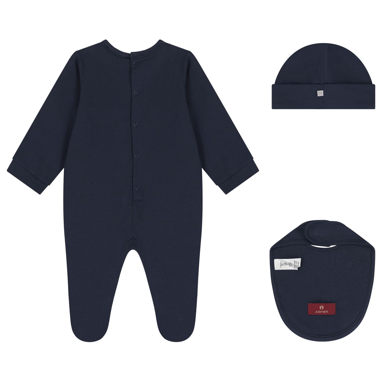 Baby Boys Navy Blue & Gold Babygrow Gift Set , 2, hi-res